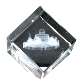 קוביית CCC, זכוכית קריסטלית עם צריבת לייזר בתלת מימד של ירושלים.